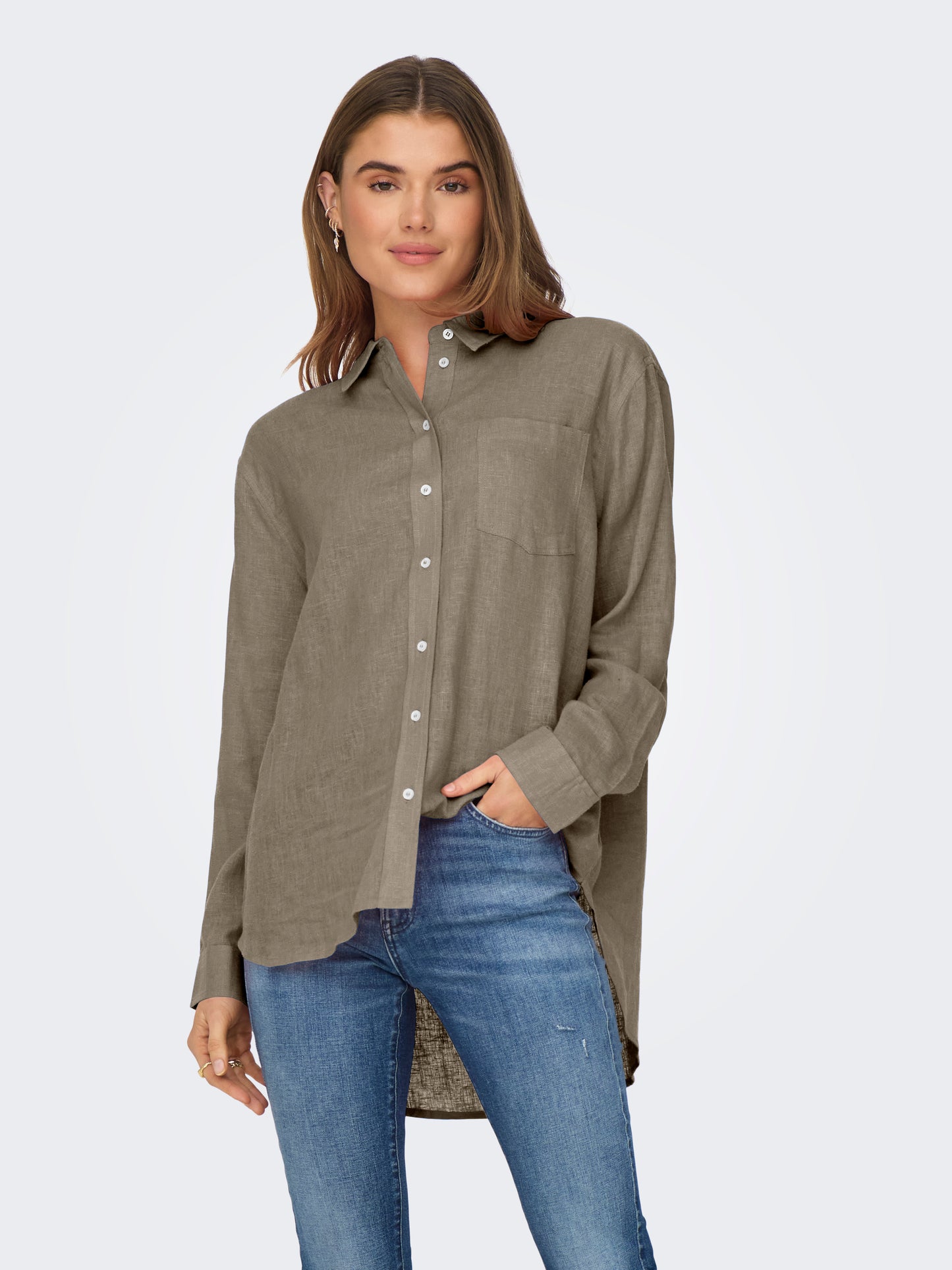 OVERSIZED LINEN BLEND SHIRT